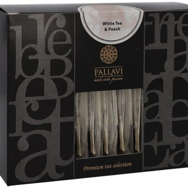 Herbata PALLAVI White Tea & Peach, biała - 25 długich saszetek po 4g
