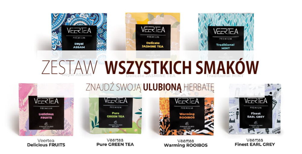 Herbata VEERTEA Piramidki zestaw wszystkich 7 smaków = 7 saszetek / kopert
