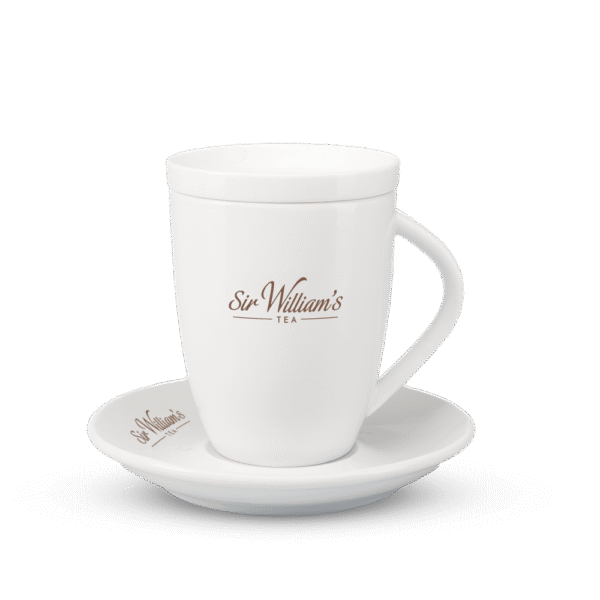 Zestaw kubek porcelanowy Sir William's Tea ze spodkiem i wieczkiem, idealny prezent