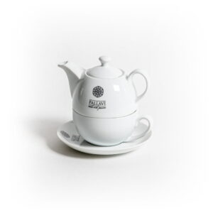 Zestaw porcelany PALLAVI - dzbanek/zaparzacz 450ML, filiżanka oraz talerzyk