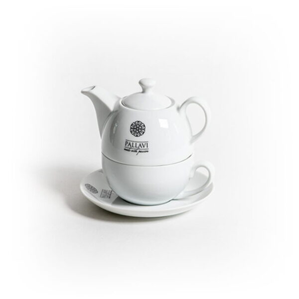 Zestaw porcelany PALLAVI - dzbanek/zaparzacz 450ML, filiżanka oraz talerzyk