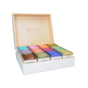 VEERTEA PREMIUM Zestaw herbat - drewniana skrzynka 180 kopert - biała