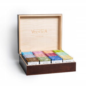 VEERTEA PREMIUM Zestaw herbat - drewniana skrzynka 180 kopert - brązowa