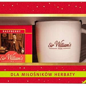Zestaw SIR WILLIAM’S TEA 15 HERBAT RASPBERRY + KUBEK Porcelanowy