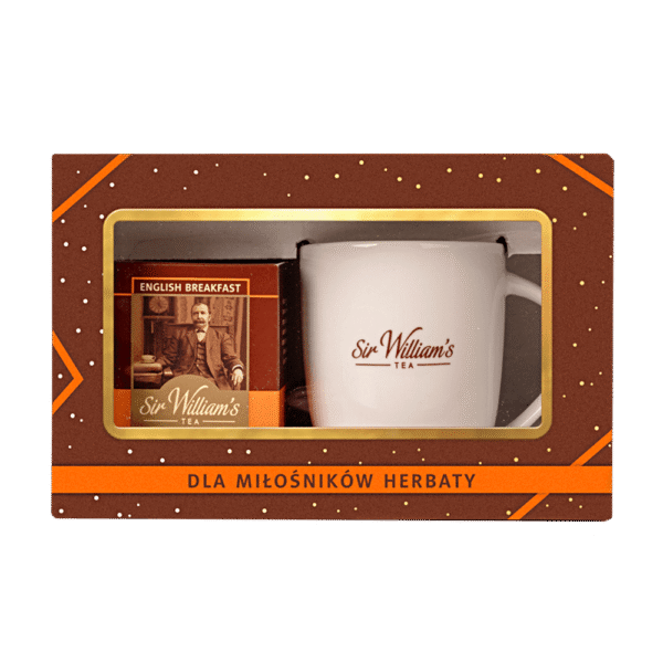 Zestaw kubek porcelanowy Sir William's Tea + 15 herbat English Breakfast