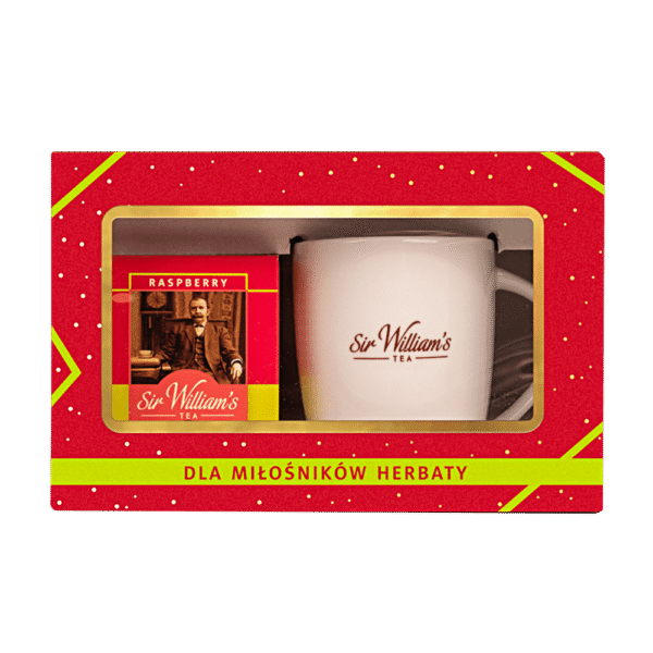 Zestaw kubek porcelanowy Sir William's Tea + 15 herbat Raspberry