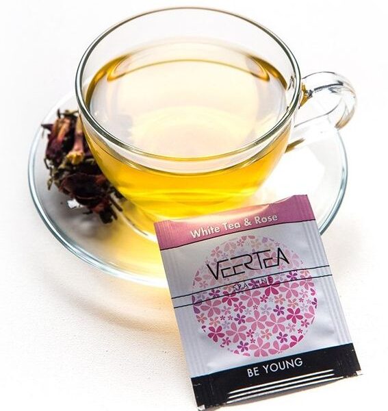 Herbata VEERTEA White Tea & Rose - biała z różą w kopertach - 20 saszetek