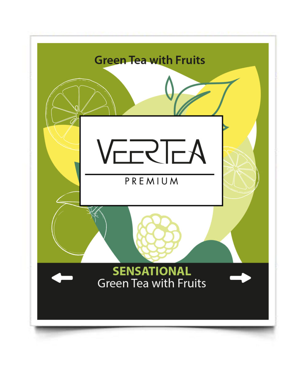 Veertea Sensational Green Tea with Fruits, herbata zielona z owocami w kopertach 100 szt. - obrazek 3