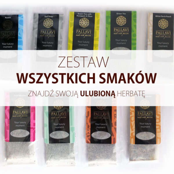 Herbata PALLAVI duży zestaw wszystkich smaków - 54 długie saszetki