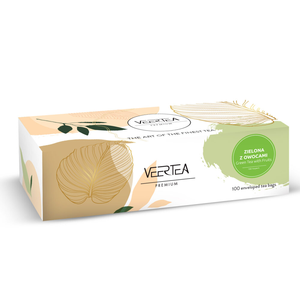 Veertea Sensational Green Tea with Fruits, herbata zielona z owocami w kopertach 100 szt. - obrazek 2